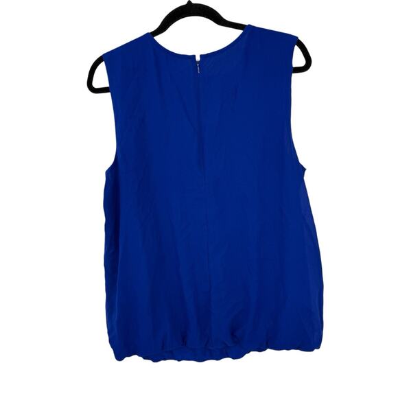 Liz Claiborne Chiffon Sleeveless Top size XL Colbalt Blue Pleated Roundneck - Picture 3 of 10